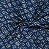 Handmade Indigo Blue Floral Print Cotton Fabric Material