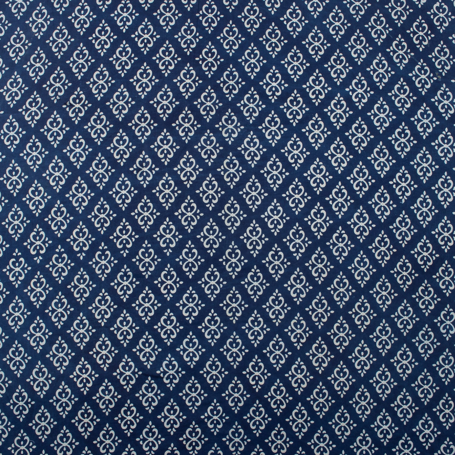 Handmade Indigo Blue Floral Print Cotton Fabric Material