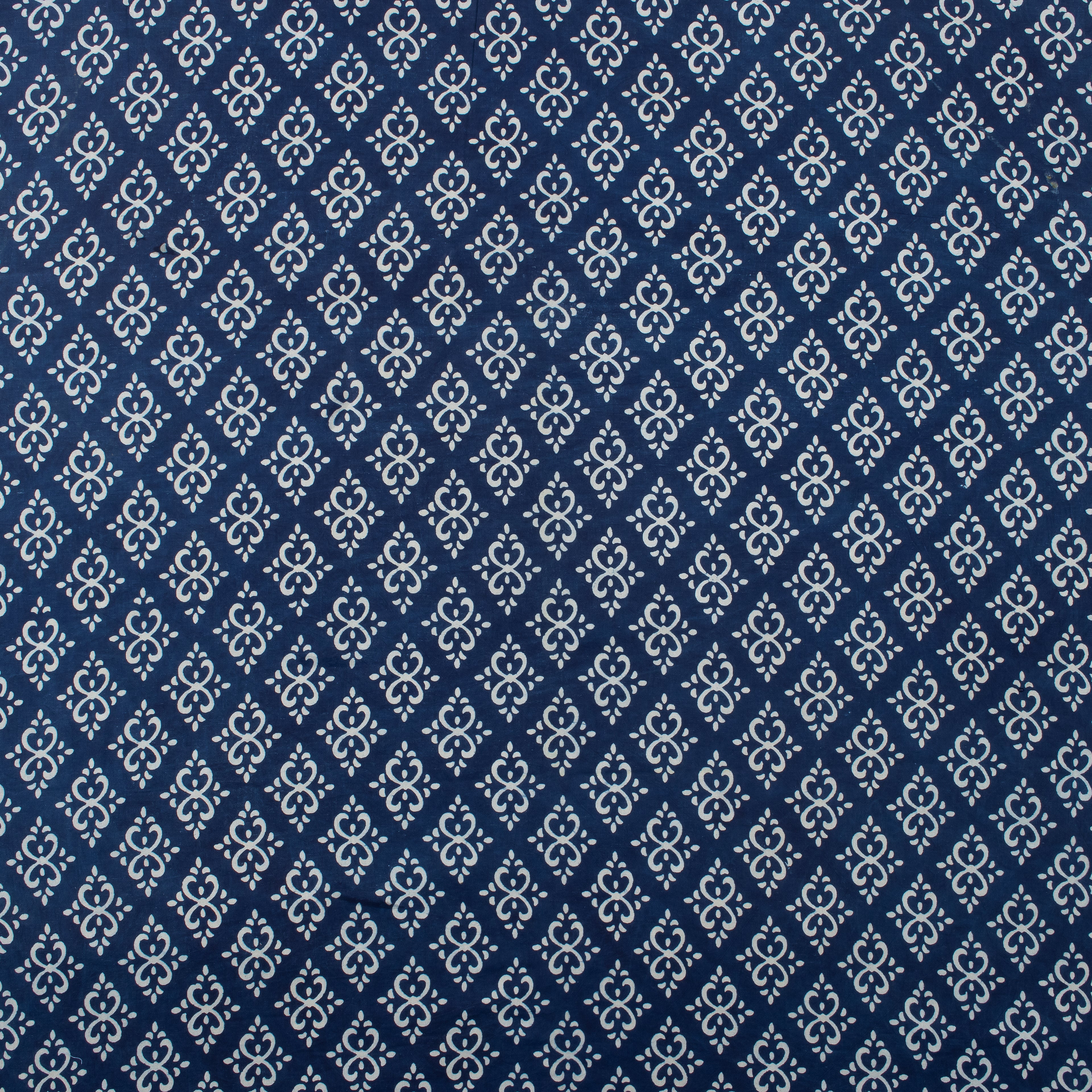 Handmade Indigo Blue Floral Print Cotton Fabric Material