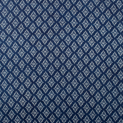 Handmade Indigo Blue Floral Print Cotton Fabric Material