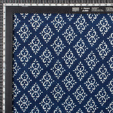 Handmade Indigo Blue Floral Print Cotton Fabric Material