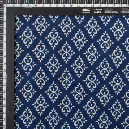 Handmade Indigo Blue Floral Print Cotton Fabric Material