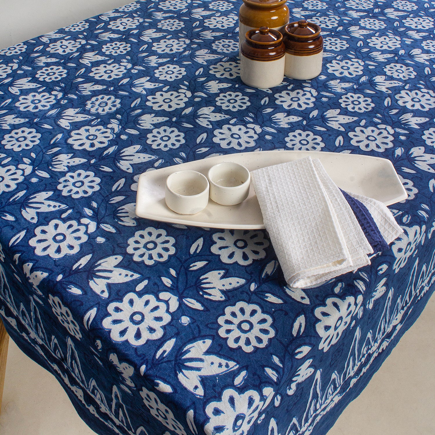 Handmade Indigo Cotton Dining Table Cover Cloth