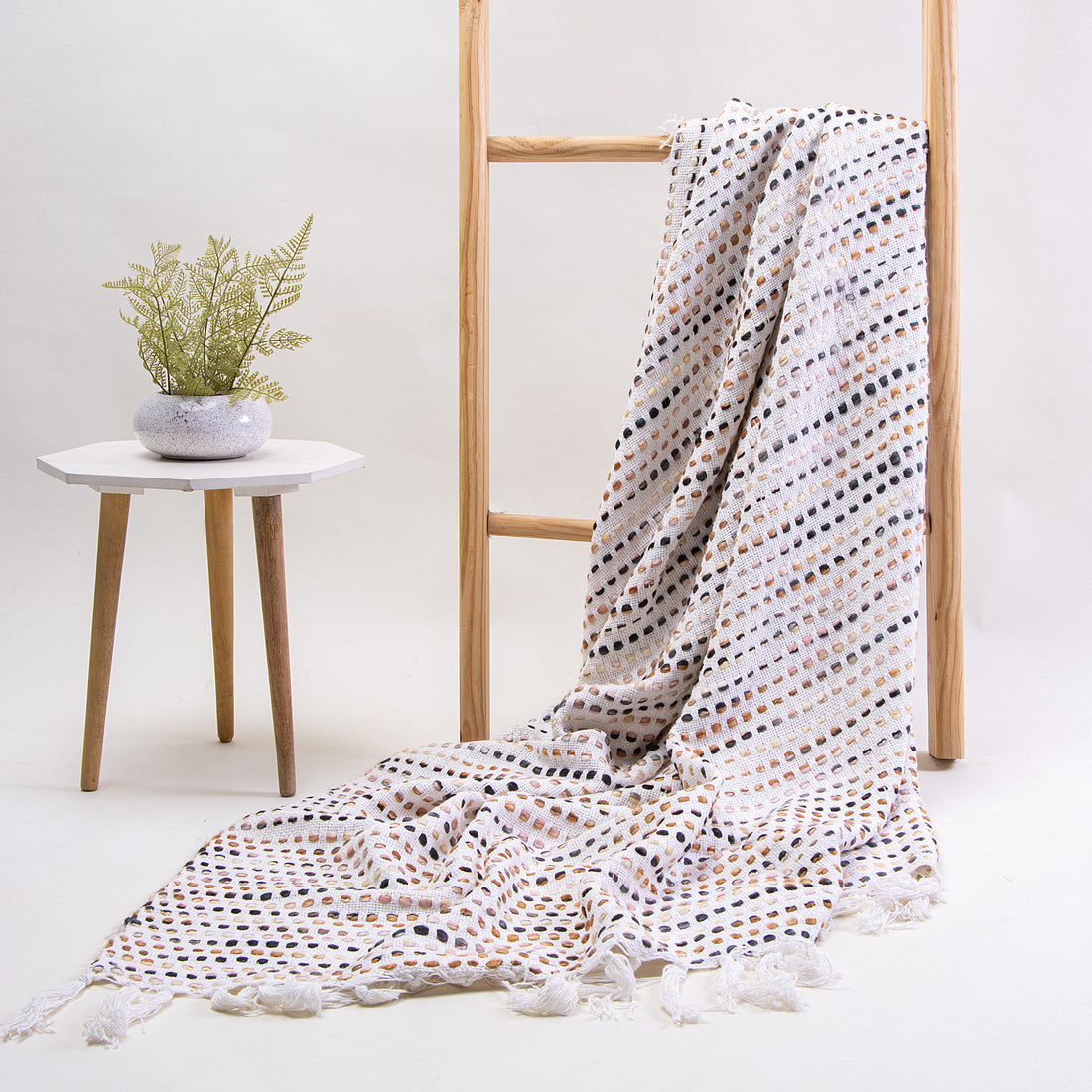 Handmade Multi Stripe Pure Cotton Woven Blanket Throw