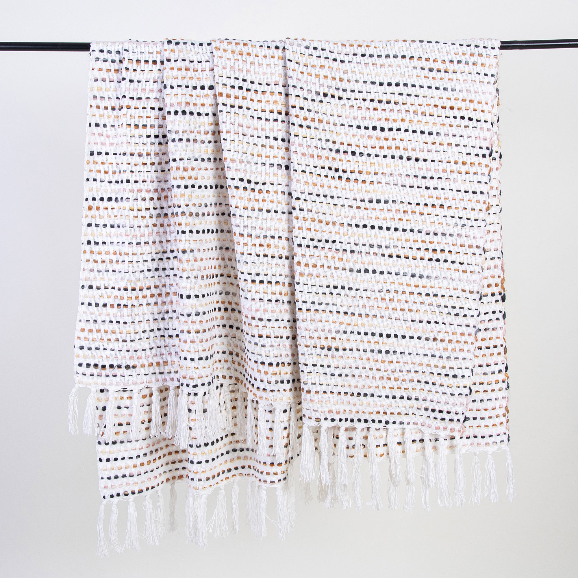 Handmade Multi Stripe Pure Cotton Woven Blanket Throw