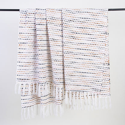 Handmade Multi Stripe Pure Cotton Woven Blanket Throw
