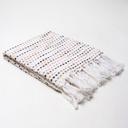Handmade Multi Stripe Pure Cotton Woven Blanket Throw