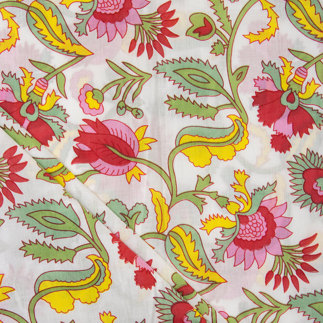 Handmade Multicolor Block Print Florl Fabric