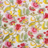 Handmade Multicolor Block Print Florl Fabric