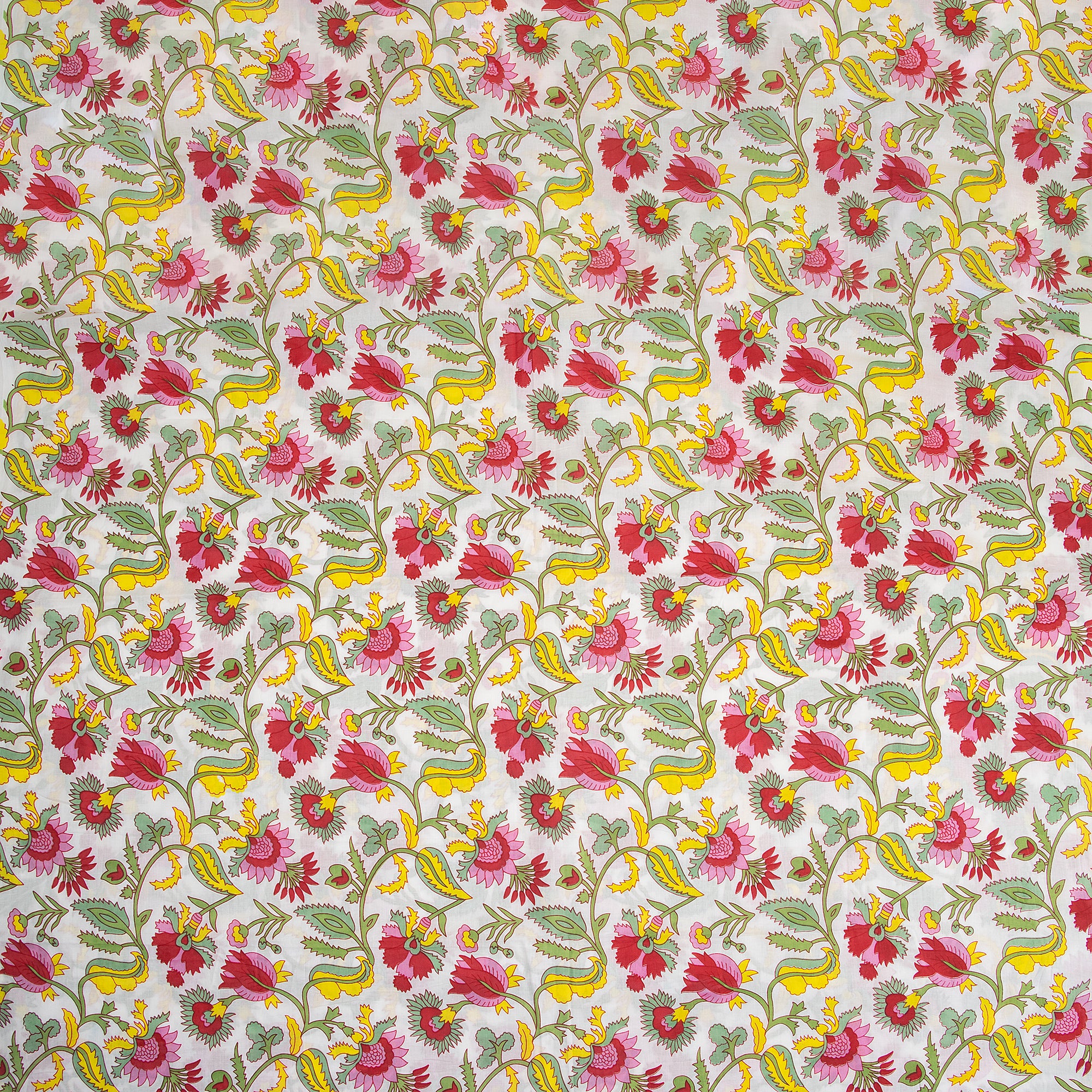 Handmade Multicolor Block Print Florl Fabric