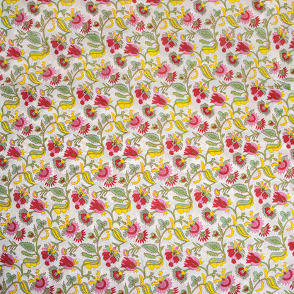 Handmade Multicolor Block Print Florl Fabric