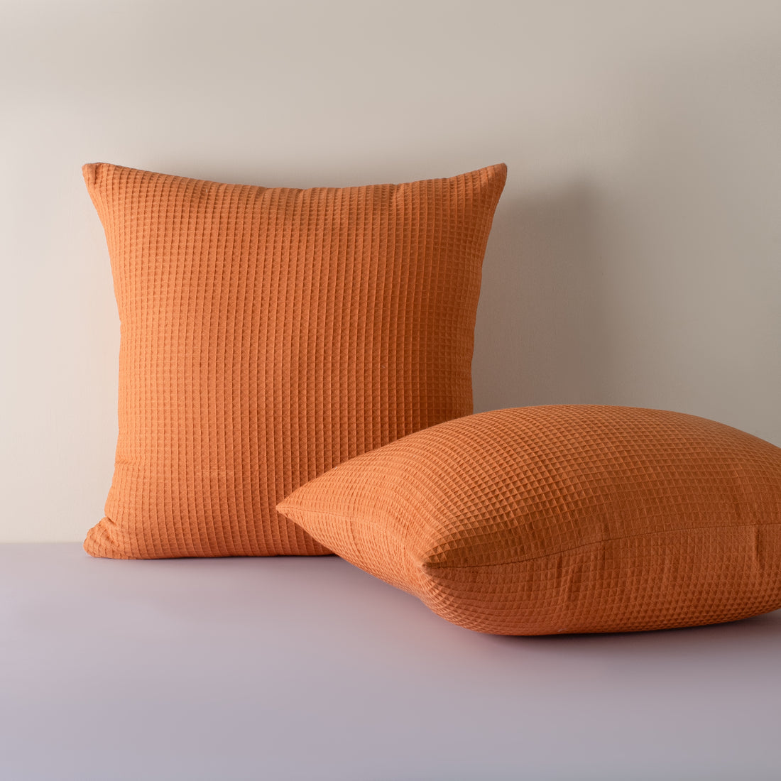 Handmade Orange Cotton Waffle Couch Cushion Cover