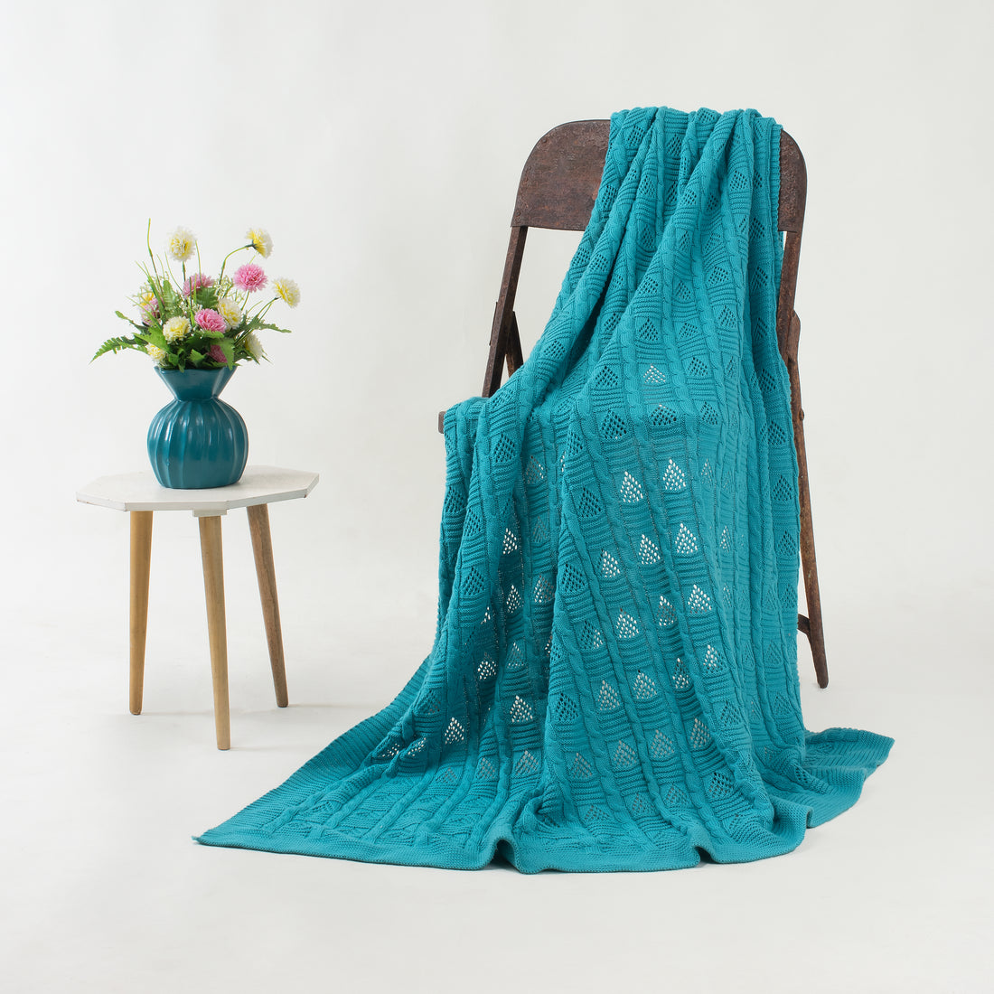 Handmade Organic Cotton Knitted Throw Blankets
