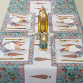 Handmade Pink Floral Indian Cotton Table Covers