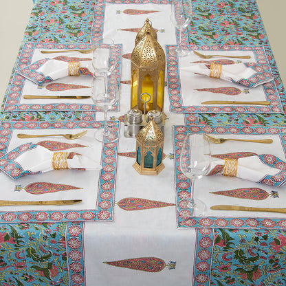 Handmade Pink Floral Indian Cotton Table Covers