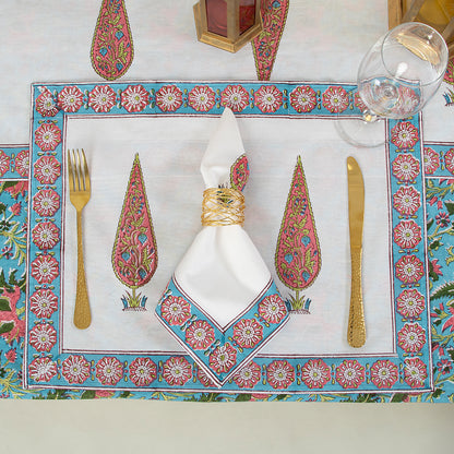 Handmade Pink Floral Indian Cotton Table Covers