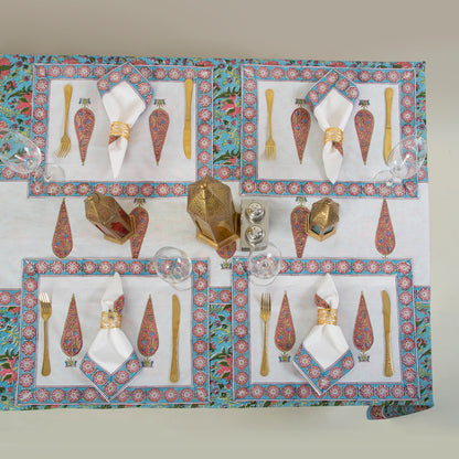 Handmade Pink Floral Indian Cotton Table Covers