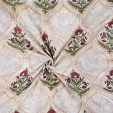 Handmade Red Floral Boota Block Printed Fabric