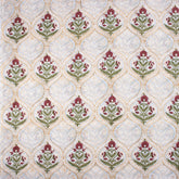 Handmade Red Floral Boota Block Printed Fabric