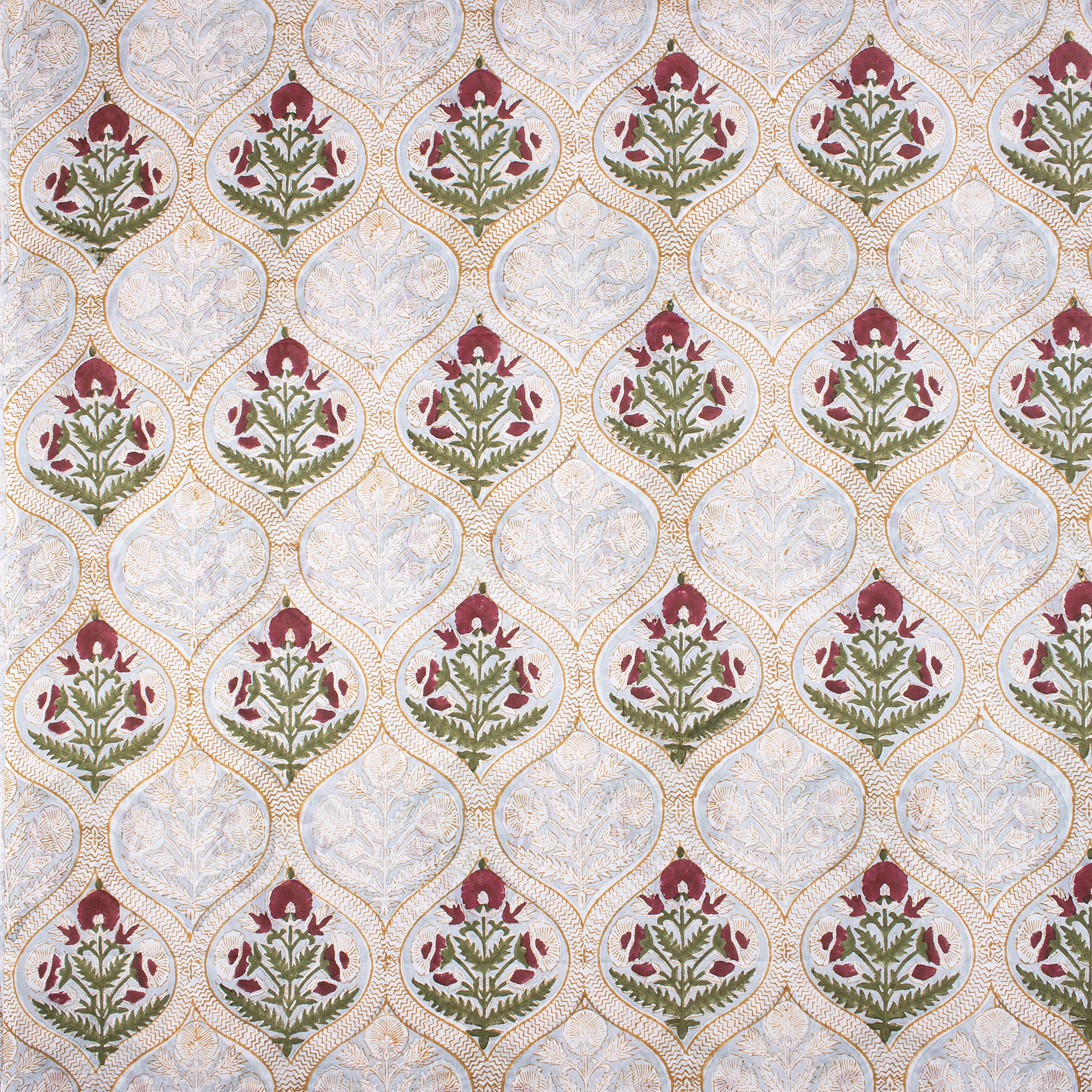 Handmade Red Floral Boota Block Printed Fabric