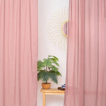 Handmade Solid Dusty Pink Cotton Window Curtain