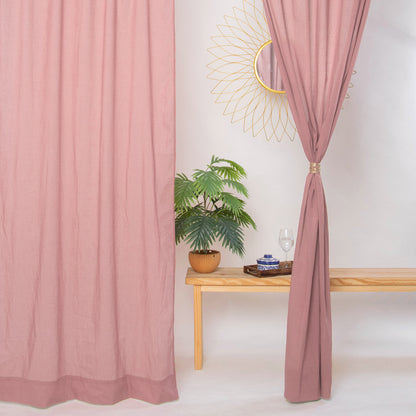 Handmade Solid Dusty Pink Cotton Window Curtain