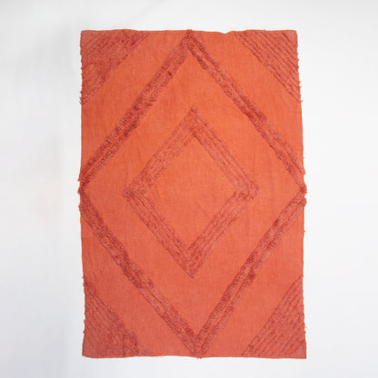 Handmade Solid Orange Cotton Couch Throw Blanket