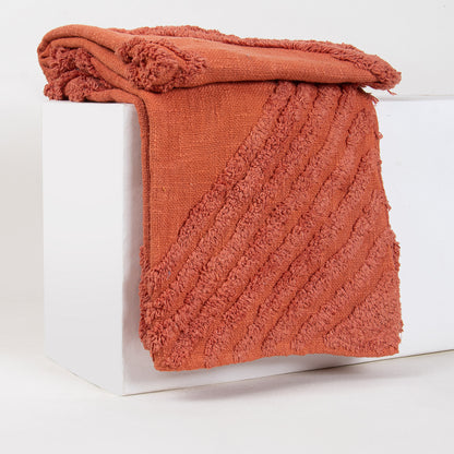 Handmade Solid Orange Cotton Couch Throw Blanket