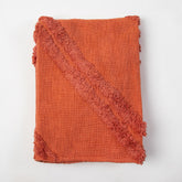 Handmade Solid Orange Cotton Couch Throw Blanket