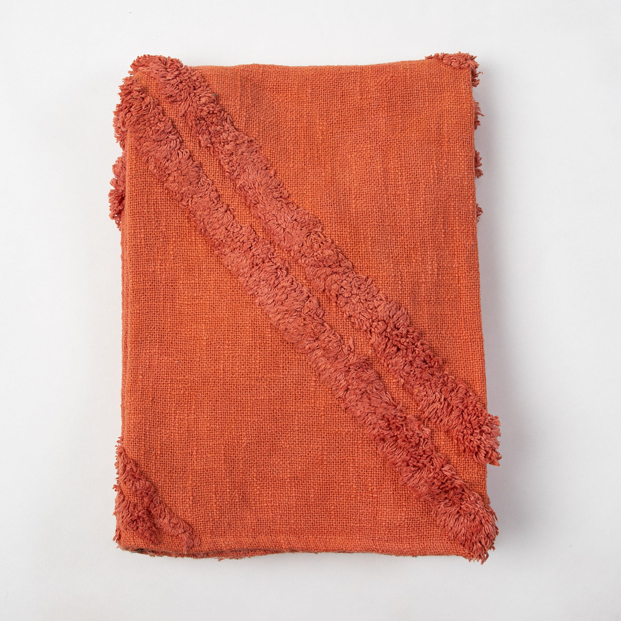 Handmade Solid Orange Cotton Couch Throw Blanket
