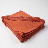 Handmade Solid Orange Cotton Couch Throw Blanket