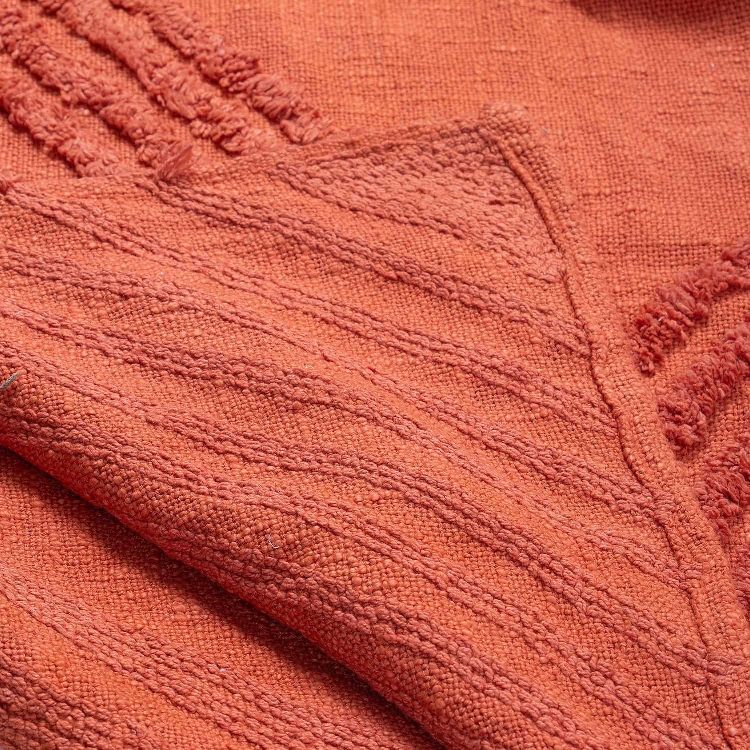 Handmade Solid Orange Cotton Couch Throw Blanket