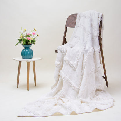 Handmade Solid White Cotton Soft Throw Blanket
