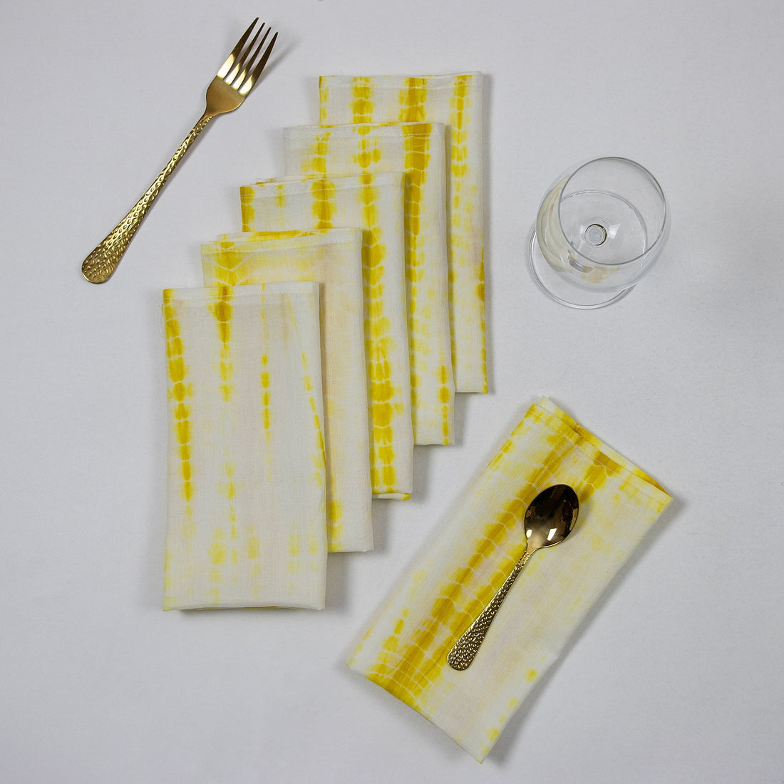 Home Decor Yellow Tie Dye Cotton Napkins