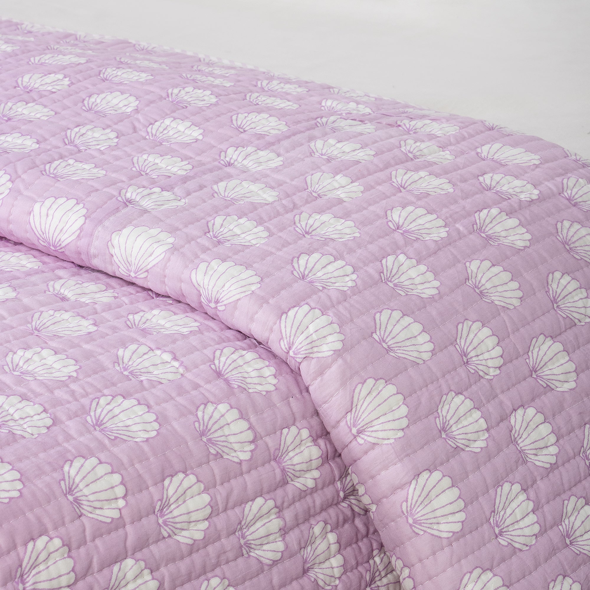 Light Pink Floral Hand Block Print Soft Cotton Comforter