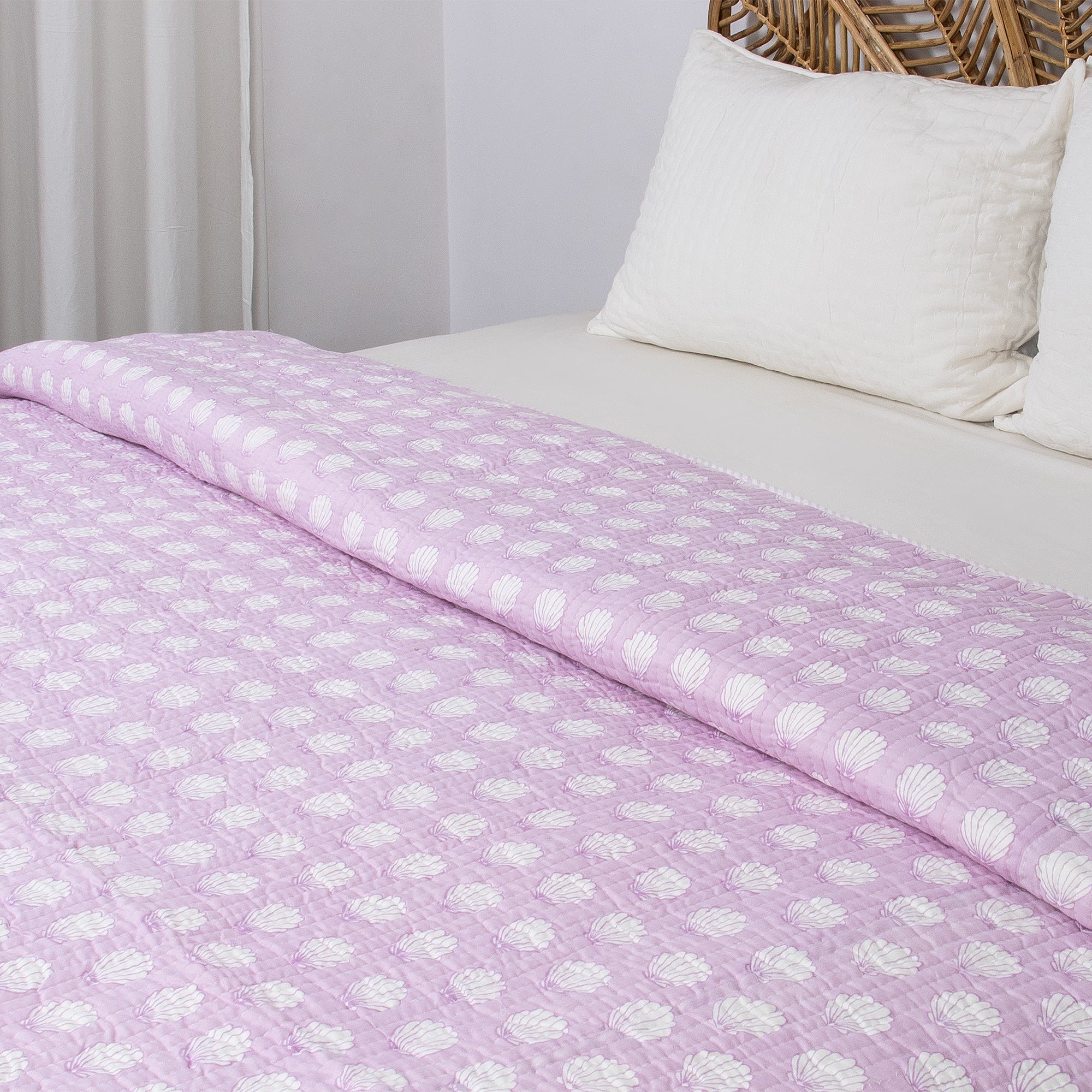Light Pink Floral Hand Block Print Soft Cotton Comforter