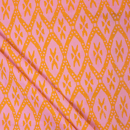 Ikat Block Print Fabric For Dress Material