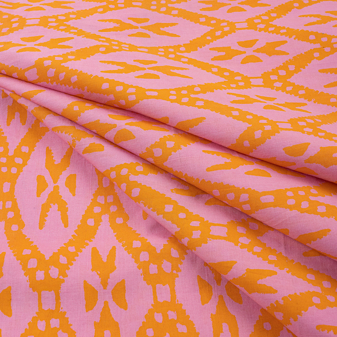Ikat Block Print Fabric For Dress Material