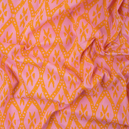 Ikat Block Print Fabric For Dress Material