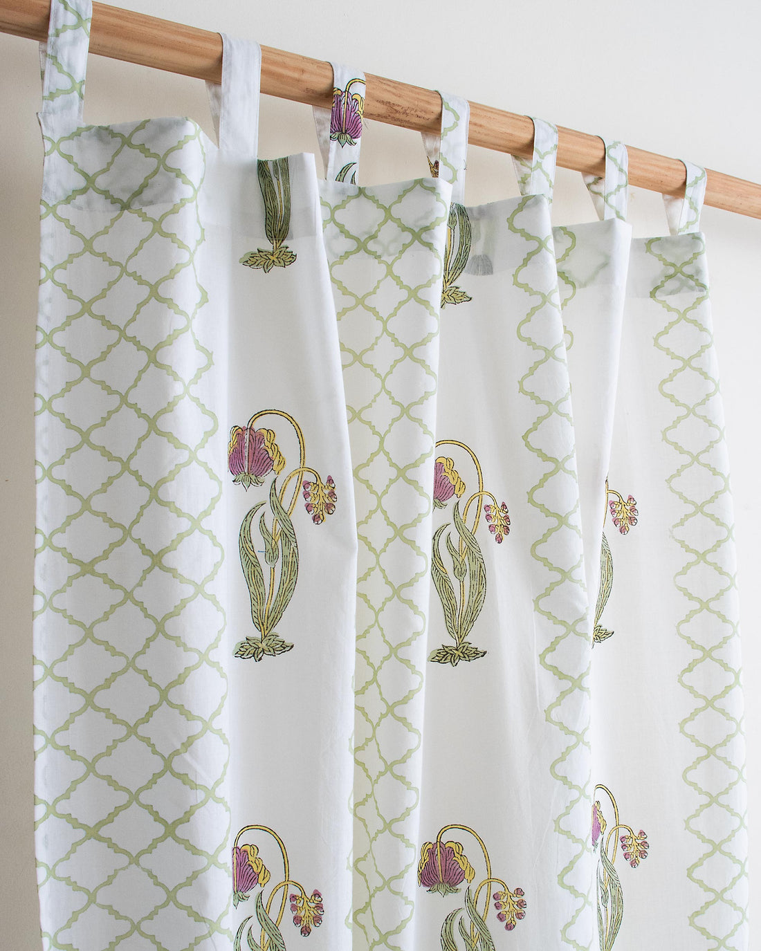 India Boota Floral Block Printed Drapes for Bedroom