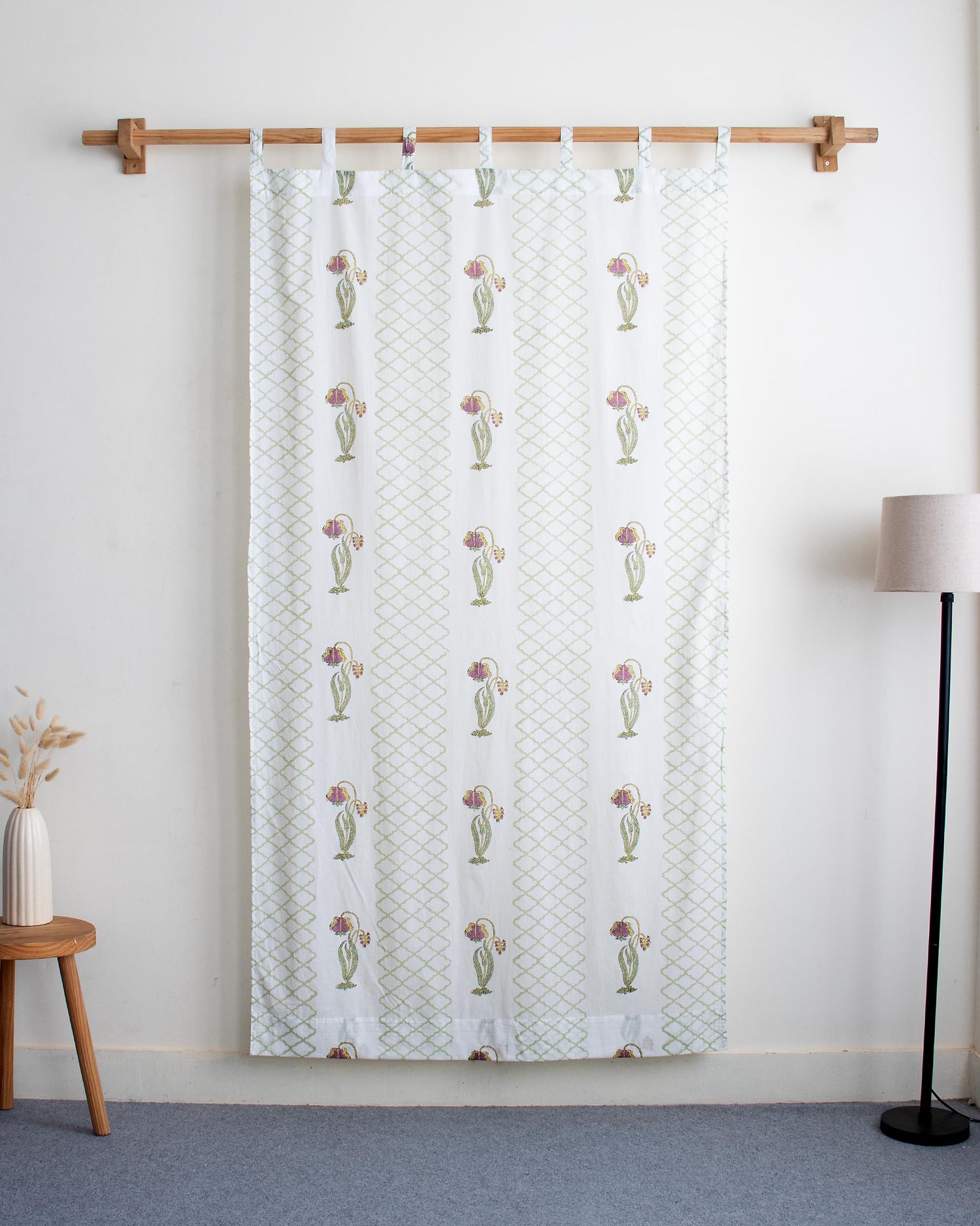 India Boota Floral Block Printed Drapes for Bedroom