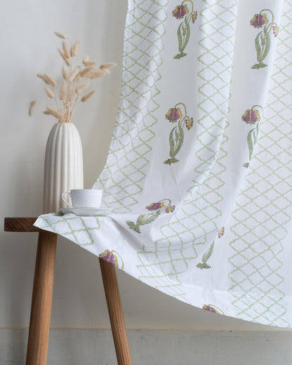 India Boota Floral Block Printed Drapes for Bedroom