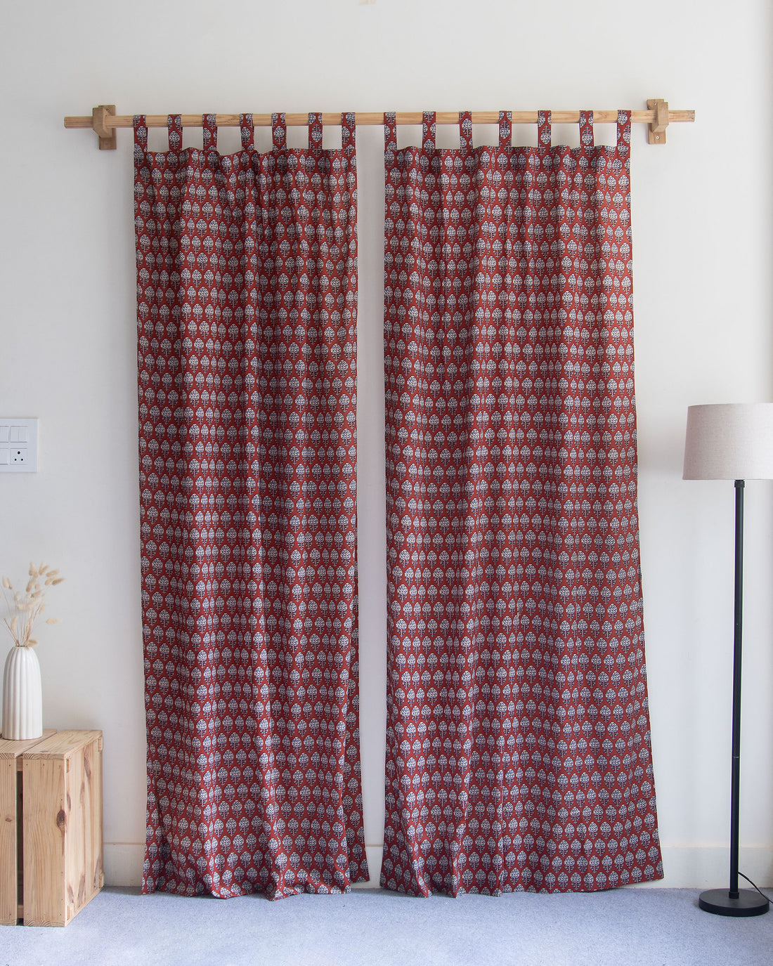 India Premium Booti Block Printed Cotton Curtains Online