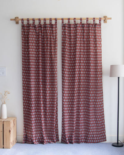 India Premium Booti Block Printed Cotton Curtains Online