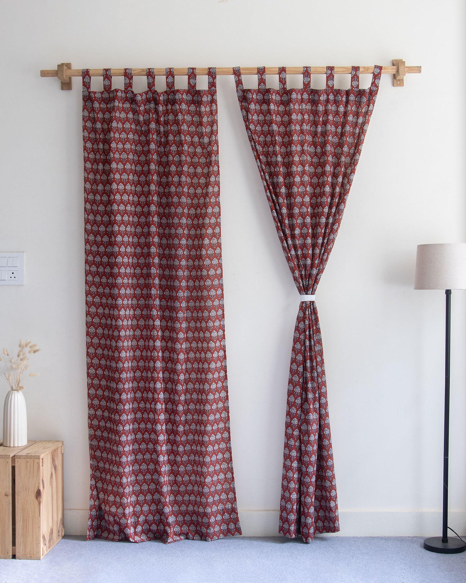 India Premium Booti Block Printed Cotton Curtains Online