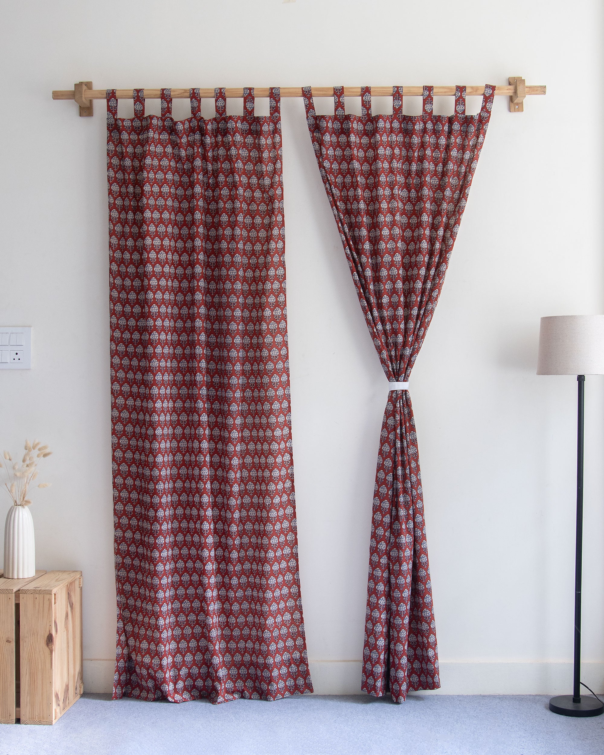 India Premium Booti Block Printed Cotton Curtains Online