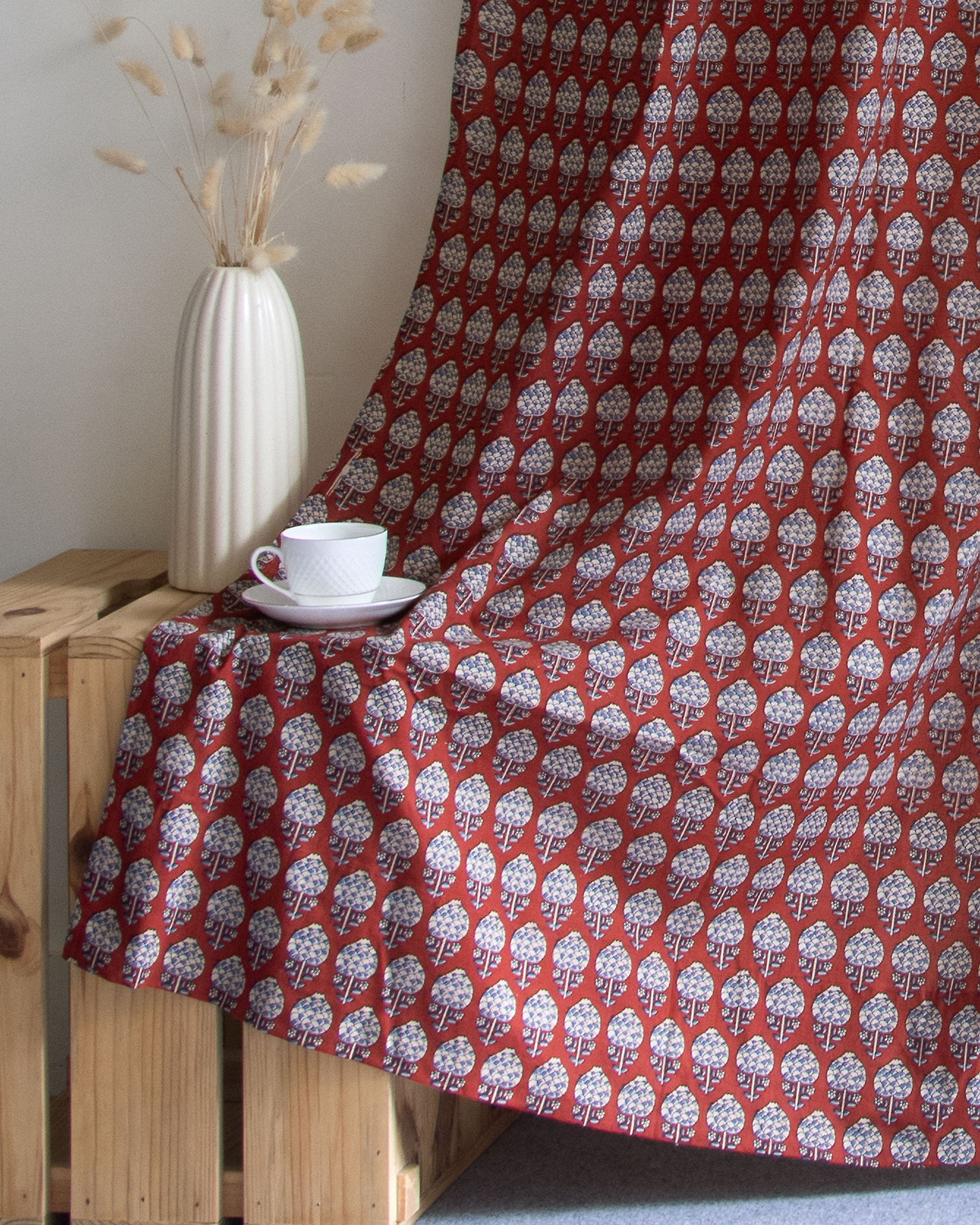 India Premium Booti Block Printed Cotton Curtains Online