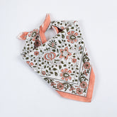 Indian Block Printed Orange Floral Cotton Hair Bandanas