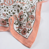 Indian Block Printed Orange Floral Cotton Hair Bandanas