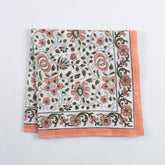 Indian Block Printed Orange Floral Cotton Hair Bandanas